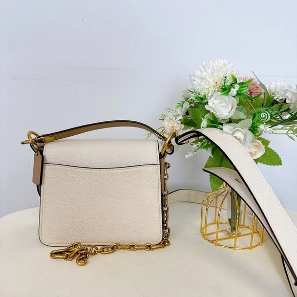 Coach 4603 Beat Shoulder Bag 18 With Horse And Carriage Print In Chalk Taupe - Picture 3 of 6